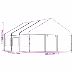 vidaXL Gazebo Part Tent with Roof Pavilion Outdoor Marquee White Polyethylene - 6.69 x 5.88 x 3.75 m