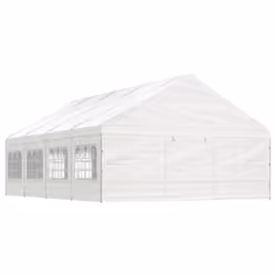 vidaXL Gazebo Part Tent with Roof Pavilion Outdoor Marquee White Polyethylene - 8.92 x 5.88 x 3.75 m