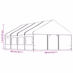 vidaXL Gazebo Part Tent with Roof Pavilion Outdoor Marquee White Polyethylene - 8.92 x 5.88 x 3.75 m