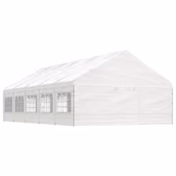 vidaXL Gazebo Part Tent with Roof Pavilion Outdoor Marquee White Polyethylene - 11.15 x 5.88 x 3.75 m