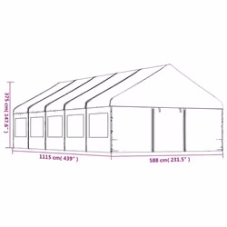 vidaXL Gazebo Part Tent with Roof Pavilion Outdoor Marquee White Polyethylene - 11.15 x 5.88 x 3.75 m