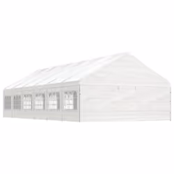 vidaXL Gazebo Part Tent with Roof Pavilion Outdoor Marquee White Polyethylene - 13.38 x 5.88 x 3.75 m