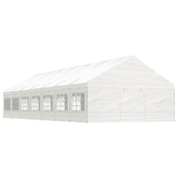 vidaXL Gazebo Part Tent with Roof Pavilion Outdoor Marquee White Polyethylene - 15.61 x 5.88 x 3.75 m