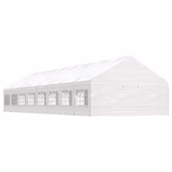 vidaXL Gazebo Part Tent with Roof Pavilion Outdoor Marquee White Polyethylene - 17.84 x 5.88 x 3.75 m