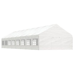 vidaXL Gazebo Part Tent with Roof Pavilion Outdoor Marquee White Polyethylene - 17.84 x 5.88 x 3.75 m