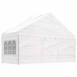 vidaXL Gazebo Part Tent with Roof Pavilion Outdoor Marquee White Polyethylene - 17.84 x 5.88 x 3.75 m