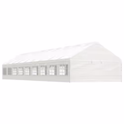 vidaXL Gazebo Part Tent with Roof Pavilion Outdoor Marquee White Polyethylene - 20.07 x 5.88 x 3.75 m