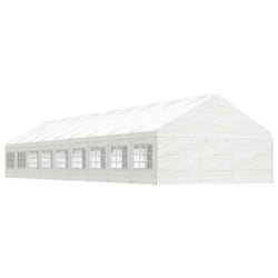 vidaXL Gazebo Part Tent with Roof Pavilion Outdoor Marquee White Polyethylene - 20.07 x 5.88 x 3.75 m