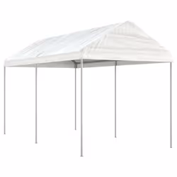 vidaXL Gazebo Part Tent with Roof Pavilion Outdoor Marquee White Polyethylene - 4.46 x 2.28 x 2.69 m
