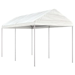 vidaXL Gazebo Part Tent with Roof Pavilion Outdoor Marquee White Polyethylene - 4.46 x 2.28 x 2.69 m