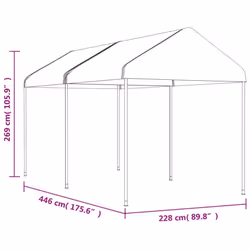 vidaXL Gazebo Part Tent with Roof Pavilion Outdoor Marquee White Polyethylene - 4.46 x 2.28 x 2.69 m - Additional view 4