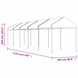 vidaXL Gazebo Part Tent with Roof Pavilion Outdoor Marquee White Polyethylene - 11.15 x 2.28 x 2.69 m - Additional view 4