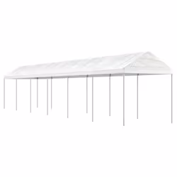 vidaXL Gazebo Part Tent with Roof Pavilion Outdoor Marquee White Polyethylene - 13.38 x 2.28 x 2.69 m