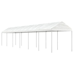 vidaXL Gazebo Part Tent with Roof Pavilion Outdoor Marquee White Polyethylene - 13.38 x 2.28 x 2.69 m