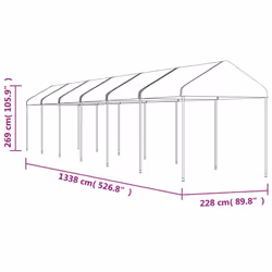 vidaXL Gazebo Part Tent with Roof Pavilion Outdoor Marquee White Polyethylene - 13.38 x 2.28 x 2.69 m - Additional view 4