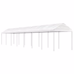 vidaXL Gazebo Part Tent with Roof Pavilion Outdoor Marquee White Polyethylene - 15.61 x 2.28 x 2.69 m