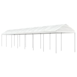 vidaXL Gazebo Part Tent with Roof Pavilion Outdoor Marquee White Polyethylene - 15.61 x 2.28 x 2.69 m