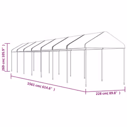 vidaXL Gazebo Part Tent with Roof Pavilion Outdoor Marquee White Polyethylene - 15.61 x 2.28 x 2.69 m