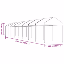 vidaXL Gazebo Part Tent with Roof Pavilion Outdoor Marquee White Polyethylene - 17.84 x 2.28 x 2.69 m - Additional view 4