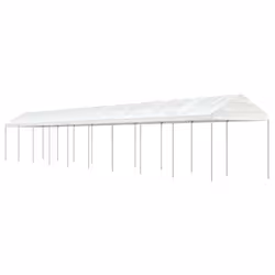 vidaXL Gazebo Part Tent with Roof Pavilion Outdoor Marquee White Polyethylene - 20.07 x 2.28 x 2.69 m