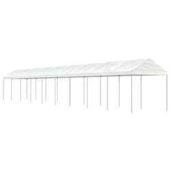 vidaXL Gazebo Part Tent with Roof Pavilion Outdoor Marquee White Polyethylene - 20.07 x 2.28 x 2.69 m