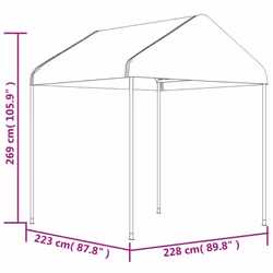 vidaXL Gazebo Part Tent with Roof Pavilion Outdoor Marquee White Polyethylene - 20.07 x 2.28 x 2.69 m - Additional view 5
