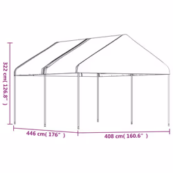 vidaXL Gazebo Part Tent with Roof Pavilion Outdoor Marquee White Polyethylene - 4.46 x 4.08 x 3.22 m