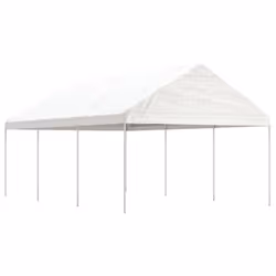 vidaXL Gazebo Part Tent with Roof Pavilion Outdoor Marquee White Polyethylene - 6.69 x 4.08 x 3.22 m