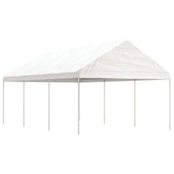 vidaXL Gazebo Part Tent with Roof Pavilion Outdoor Marquee White Polyethylene - 6.69 x 4.08 x 3.22 m
