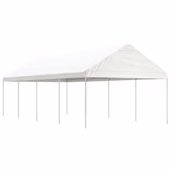 vidaXL Gazebo Part Tent with Roof Pavilion Outdoor Marquee White Polyethylene - 8.92 x 4.08 x 3.22 m
