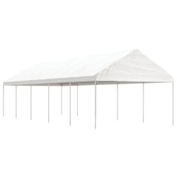 vidaXL Gazebo Part Tent with Roof Pavilion Outdoor Marquee White Polyethylene - 11.15 x 4.08 x 3.22 m