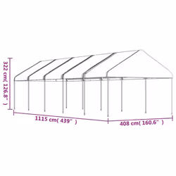 vidaXL Gazebo Part Tent with Roof Pavilion Outdoor Marquee White Polyethylene - 11.15 x 4.08 x 3.22 m - Additional view 4