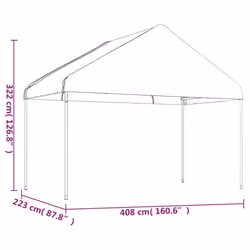 vidaXL Gazebo Part Tent with Roof Pavilion Outdoor Marquee White Polyethylene - 11.15 x 4.08 x 3.22 m - Additional view 5