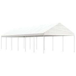 vidaXL Gazebo Part Tent with Roof Pavilion Outdoor Marquee White Polyethylene - 13.38 x 4.08 x 3.22 m