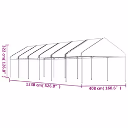 vidaXL Gazebo Part Tent with Roof Pavilion Outdoor Marquee White Polyethylene - 13.38 x 4.08 x 3.22 m - Additional view 4
