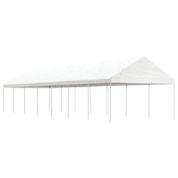 vidaXL Gazebo Part Tent with Roof Pavilion Outdoor Marquee White Polyethylene - 15.61 x 4.08 x 3.22 m