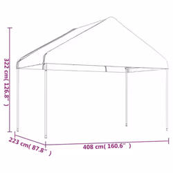 vidaXL Gazebo Part Tent with Roof Pavilion Outdoor Marquee White Polyethylene - 15.61 x 4.08 x 3.22 m - Additional view 5