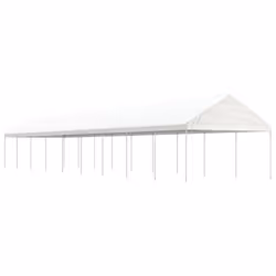 vidaXL Gazebo Part Tent with Roof Pavilion Outdoor Marquee White Polyethylene - 20.07 x 4.08 x 3.22 m