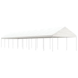 vidaXL Gazebo Part Tent with Roof Pavilion Outdoor Marquee White Polyethylene - 20.07 x 4.08 x 3.22 m