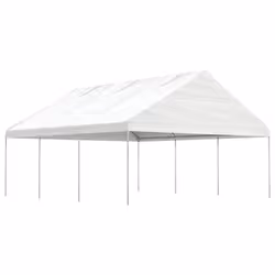 vidaXL Gazebo Part Tent with Roof Pavilion Outdoor Marquee White Polyethylene - 6.69 x 5.88 x 3.75 m