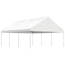 vidaXL Gazebo Part Tent with Roof Pavilion Outdoor Marquee White Polyethylene - 6.69 x 5.88 x 3.75 m