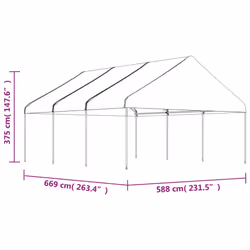vidaXL Gazebo Part Tent with Roof Pavilion Outdoor Marquee White Polyethylene - 6.69 x 5.88 x 3.75 m
