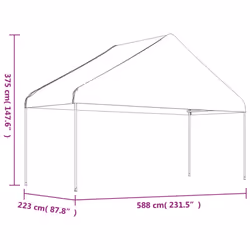 vidaXL Gazebo Part Tent with Roof Pavilion Outdoor Marquee White Polyethylene - 6.69 x 5.88 x 3.75 m - Additional view 5