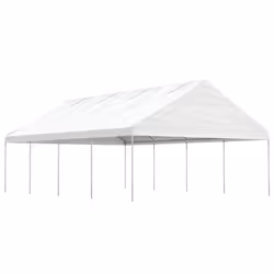 vidaXL Gazebo Part Tent with Roof Pavilion Outdoor Marquee White Polyethylene - 8.92 x 5.88 x 3.75 m
