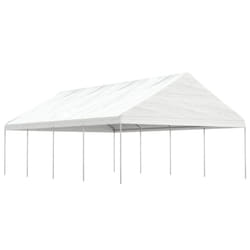 vidaXL Gazebo Part Tent with Roof Pavilion Outdoor Marquee White Polyethylene - 8.92 x 5.88 x 3.75 m