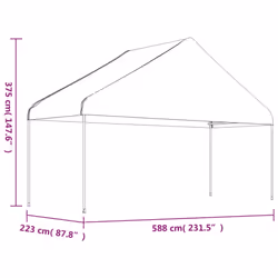 vidaXL Gazebo Part Tent with Roof Pavilion Outdoor Marquee White Polyethylene - 8.92 x 5.88 x 3.75 m - Additional view 5