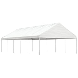 vidaXL Gazebo Part Tent with Roof Pavilion Outdoor Marquee White Polyethylene - 11.15 x 5.88 x 3.75 m