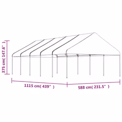vidaXL Gazebo Part Tent with Roof Pavilion Outdoor Marquee White Polyethylene - 11.15 x 5.88 x 3.75 m