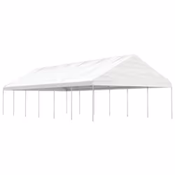 vidaXL Gazebo Part Tent with Roof Pavilion Outdoor Marquee White Polyethylene - 13.38 x 5.88 x 3.75 m