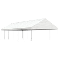vidaXL Gazebo Part Tent with Roof Pavilion Outdoor Marquee White Polyethylene - 13.38 x 5.88 x 3.75 m